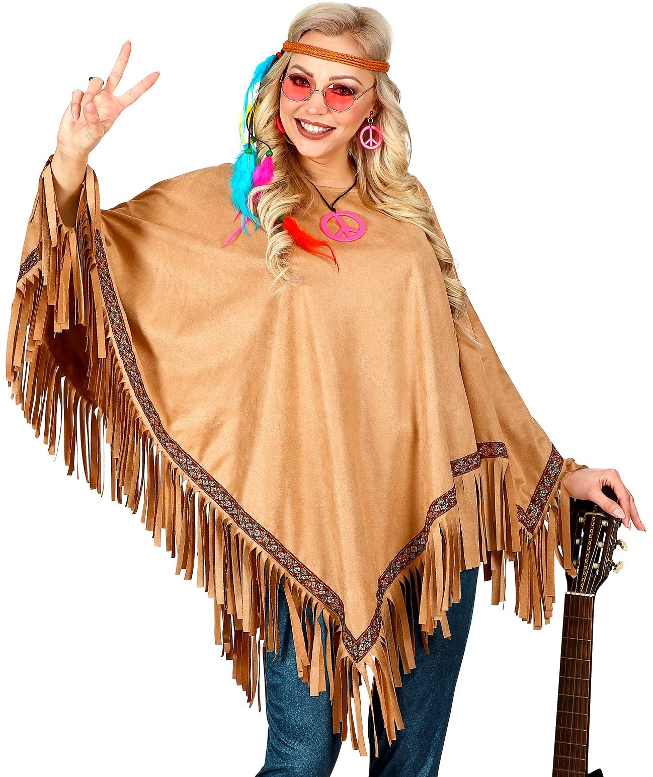 Bruine hippie suede poncho |