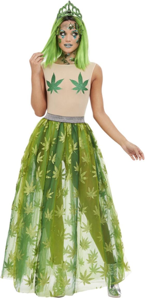 Cannabis Prinses Dames Kostuum Groen