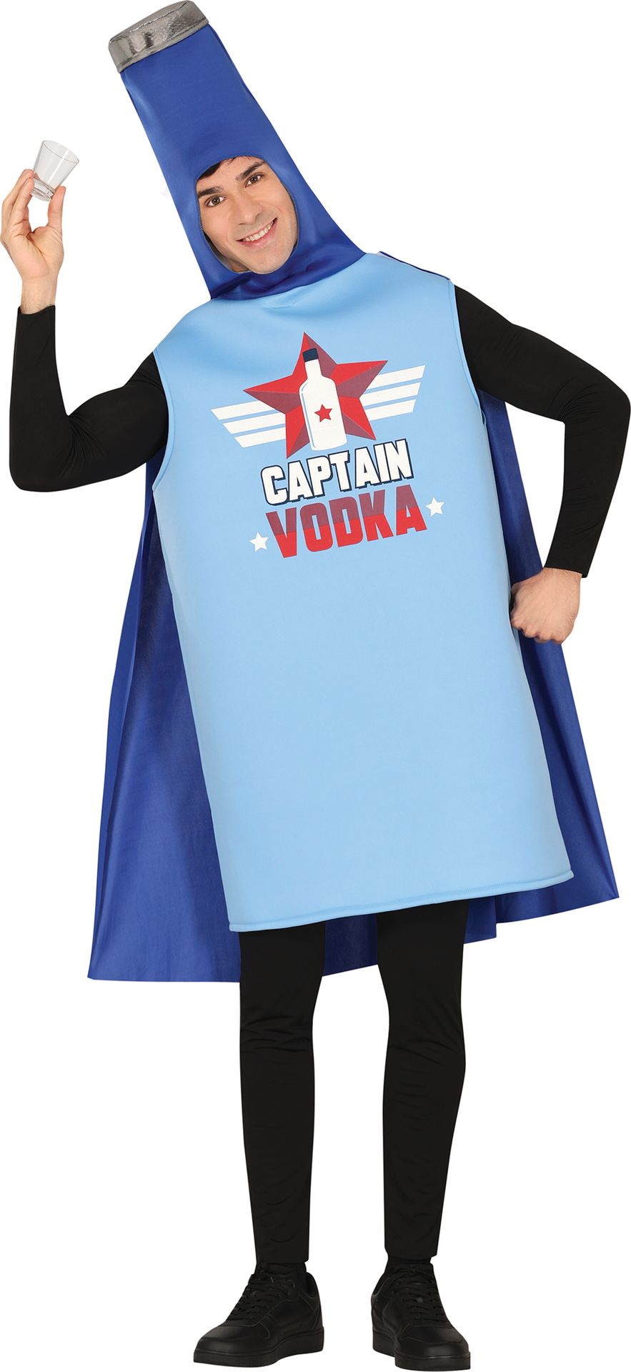 Captain Vodka Superheld Kostuum Blauw