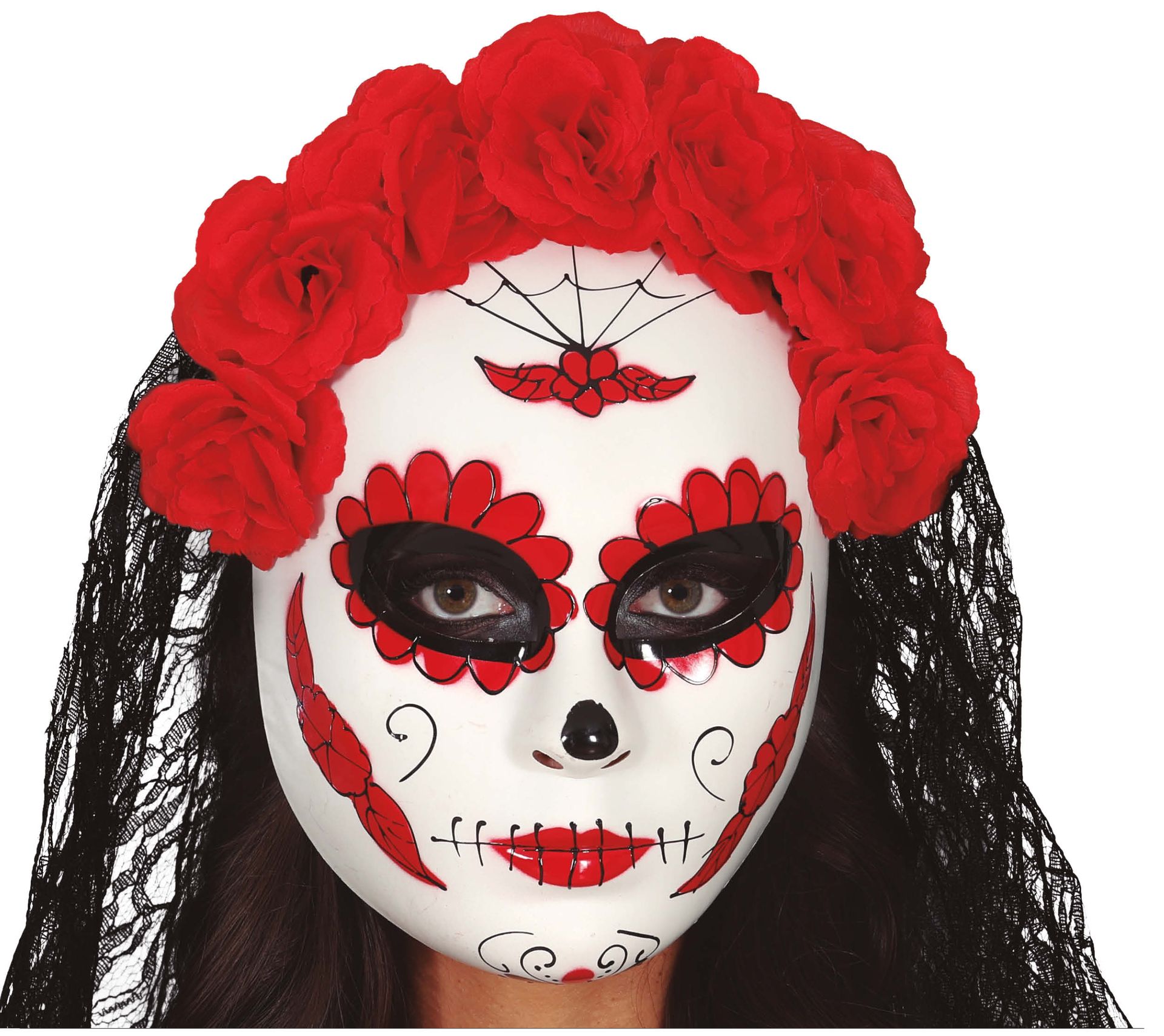 Catrina mexico skelet masker met sluier