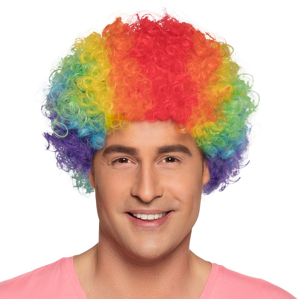 Clown Poppy afro pruik veelkleurig