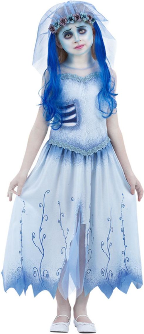 Corpse Bride Emily Meisjes Kostuum Blauw