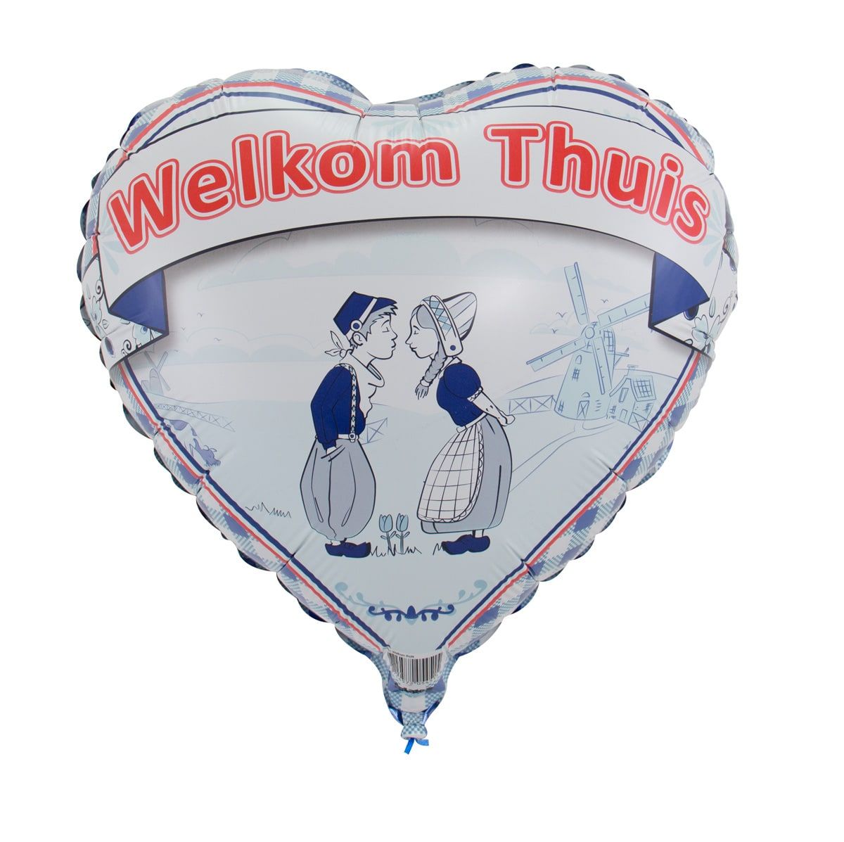 Delfts blauw welkom thuis hart folieballon