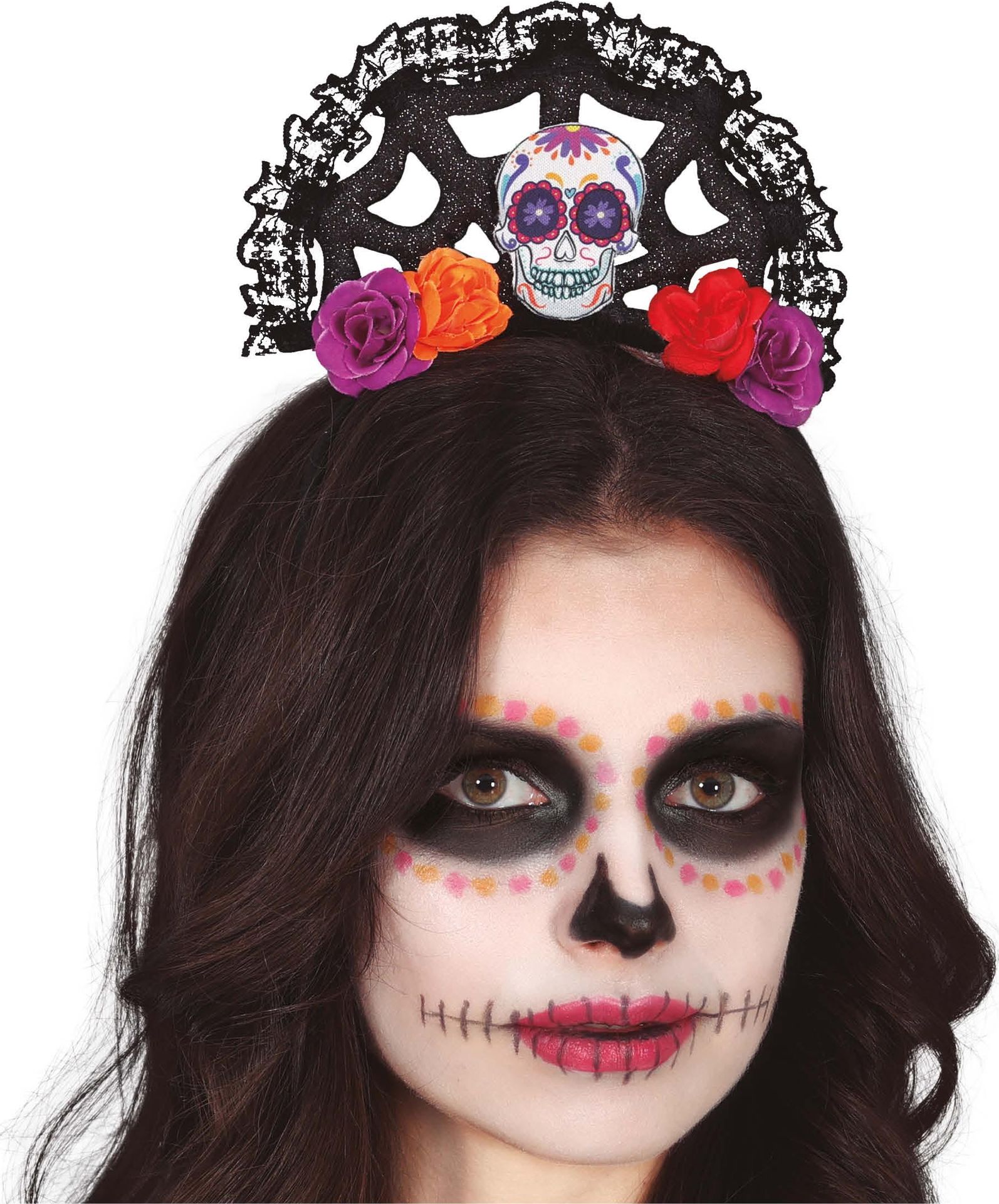 Dia de los muertos glitter haarband skull