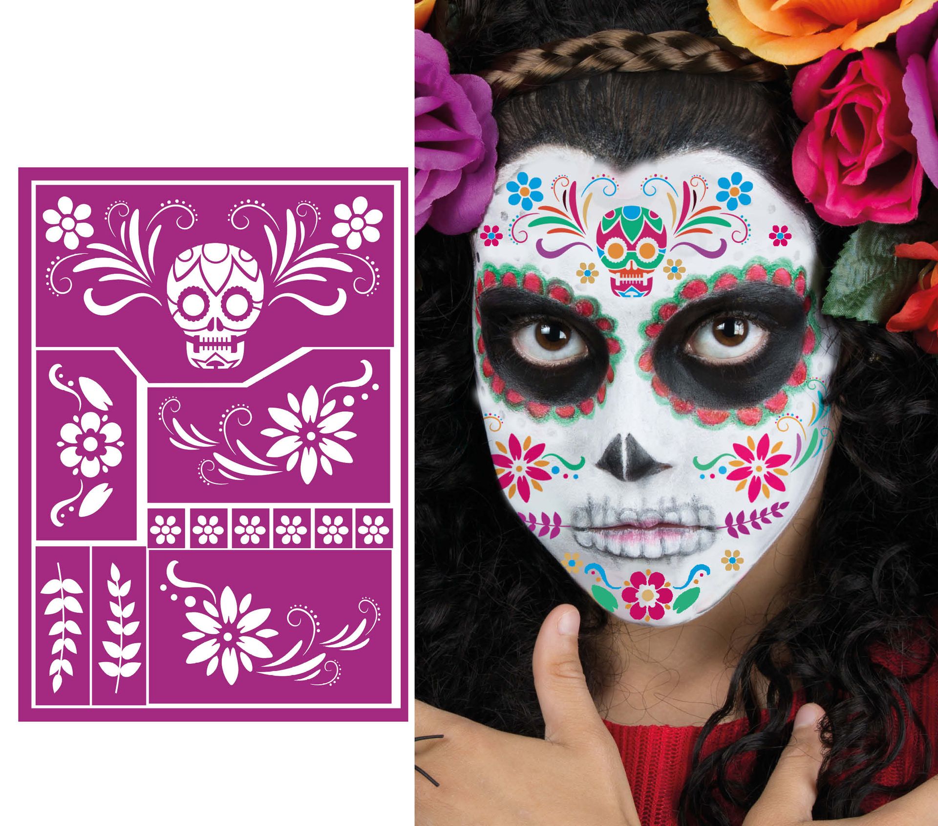 Dia de los muertos schmink sjablonen