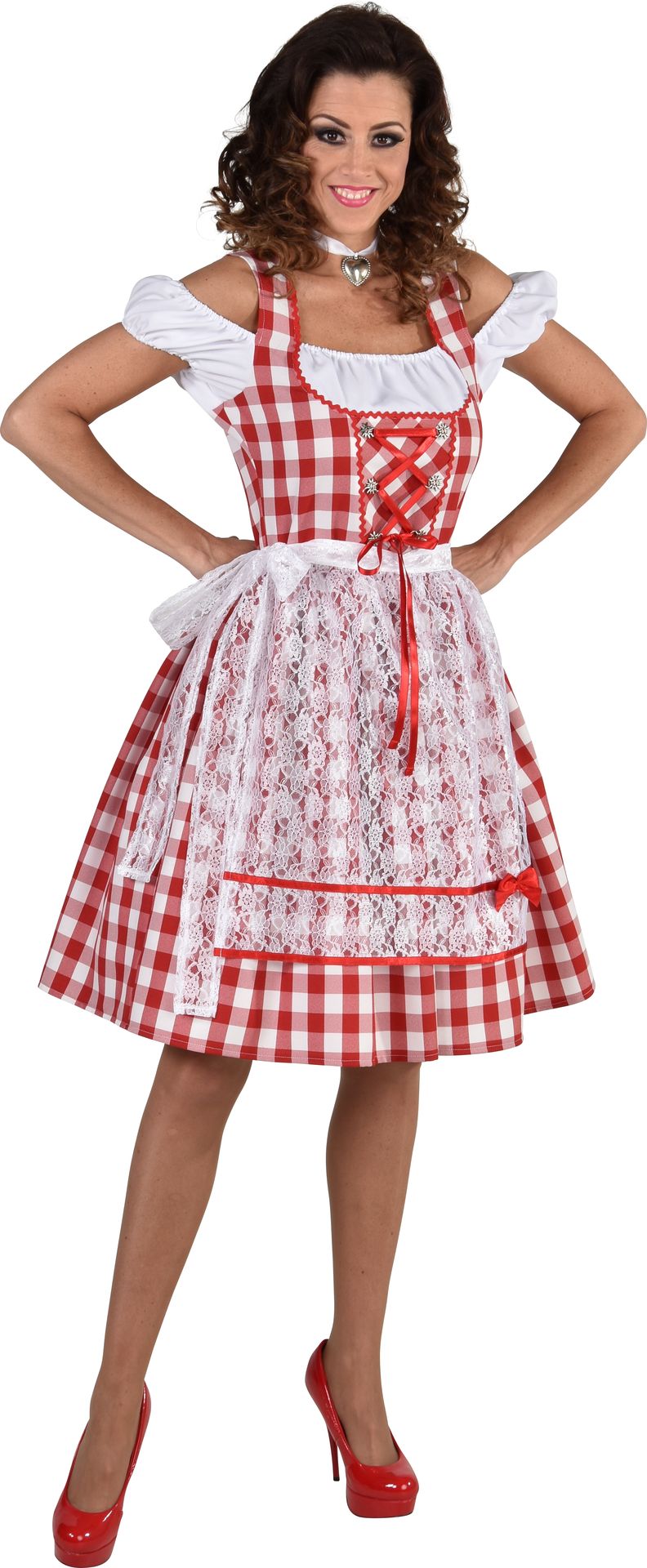 Dirndl jurk rood geblokt