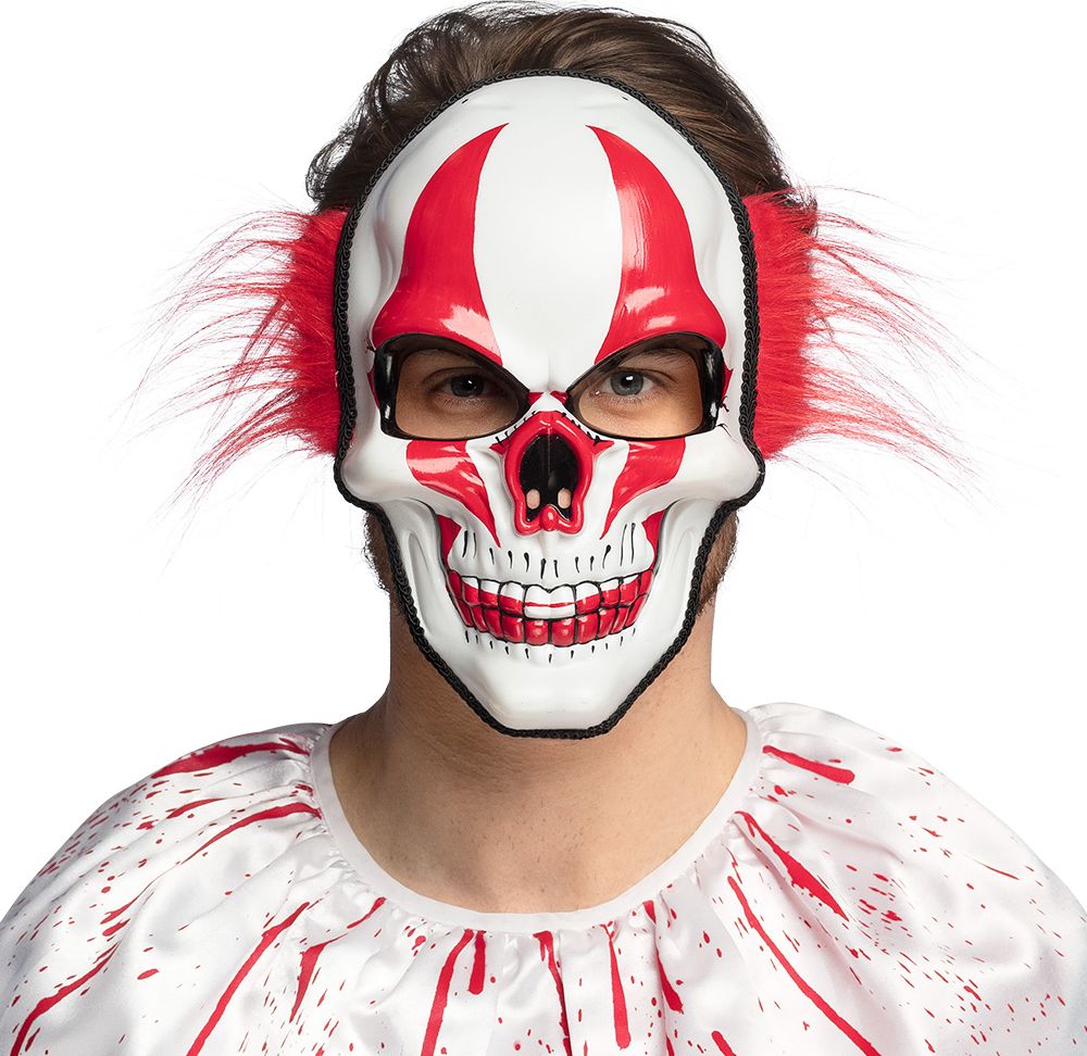 Fiery Clown Gezichtsmasker met haar Halloween