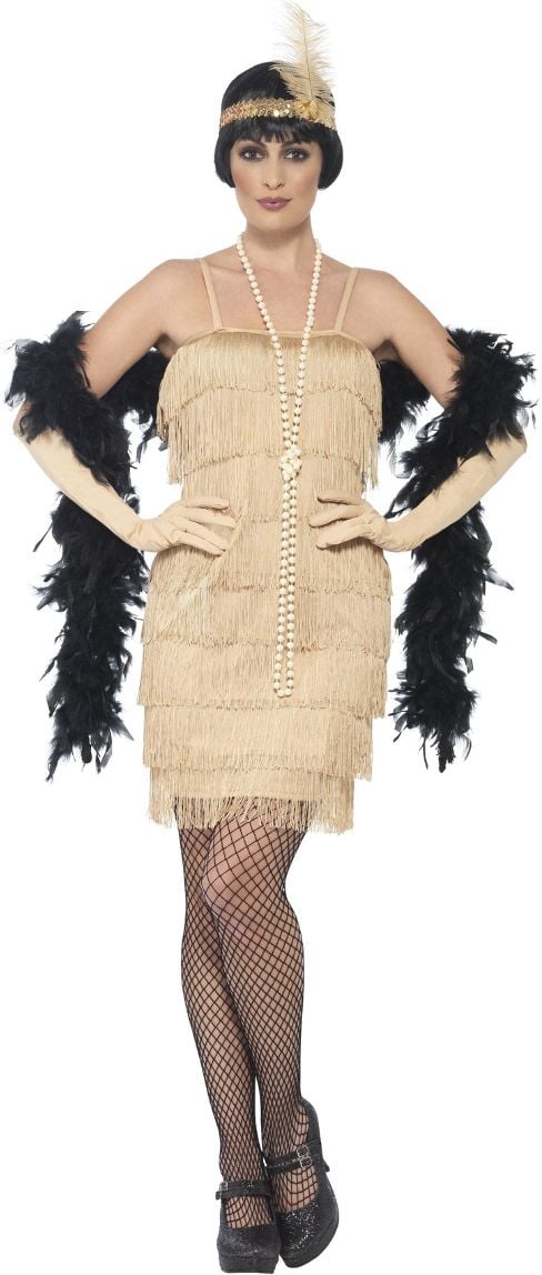 Flapper Jurk Dames Kostuum Goud