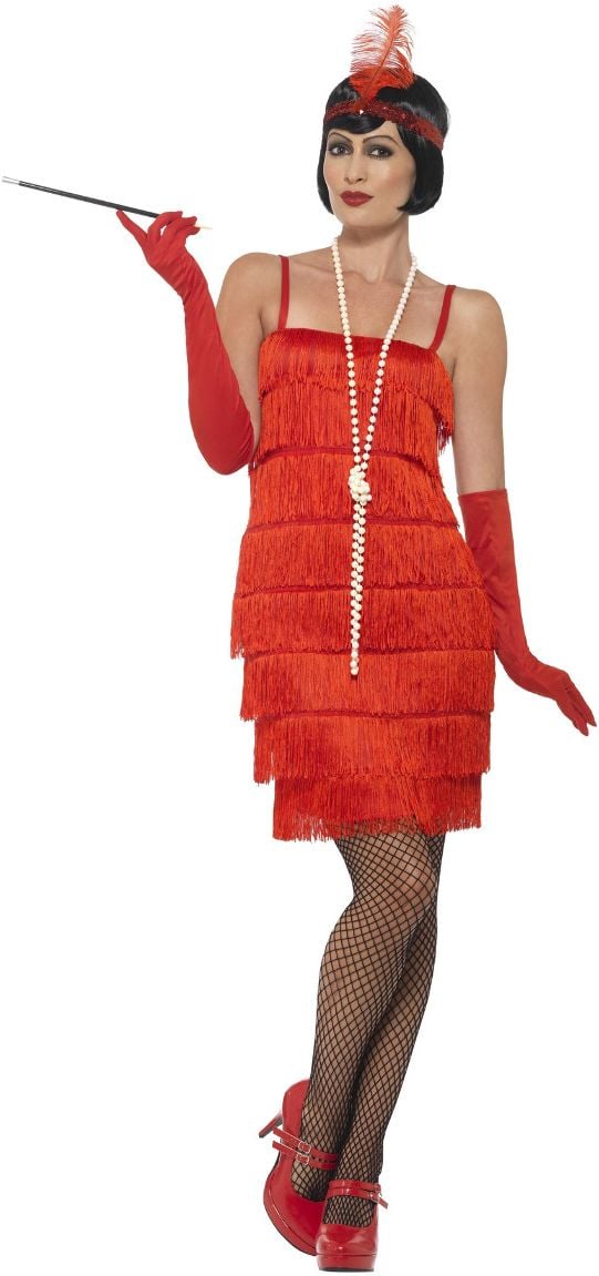 Flapper Jurk Dames Kostuum Rood