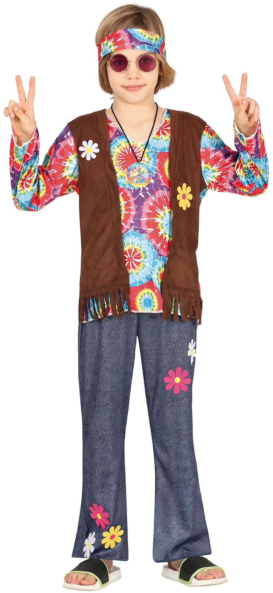 Flower power hippie sliertjes kostuum jongen