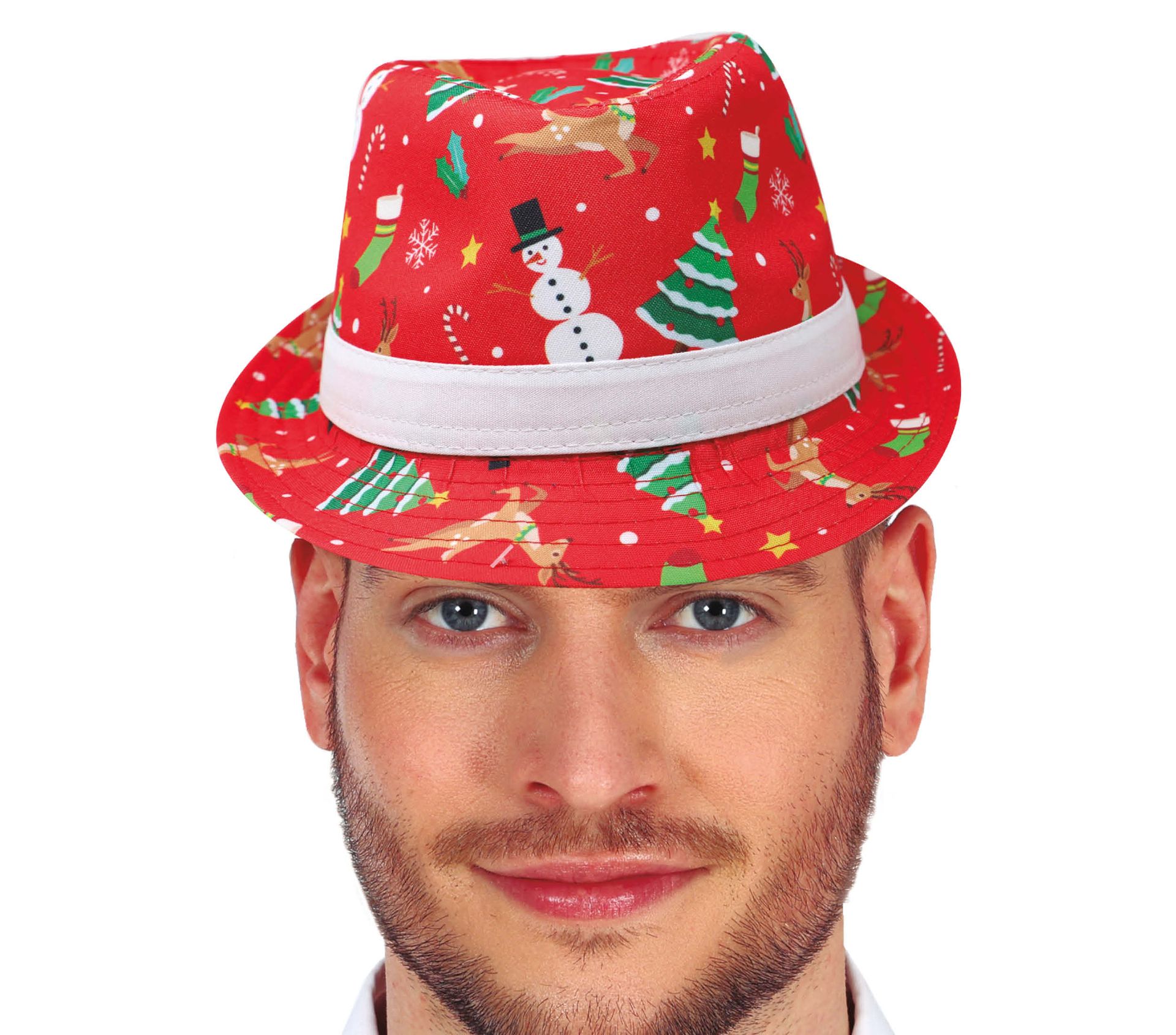 Foute kerst fedora hoed rood