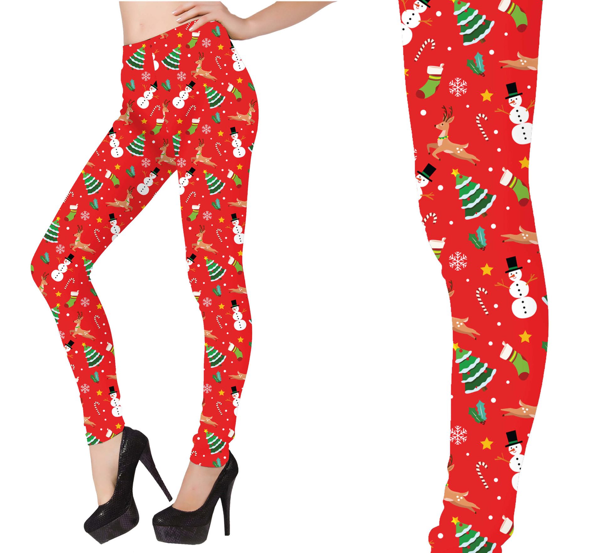 Foute kerst legging dames rood