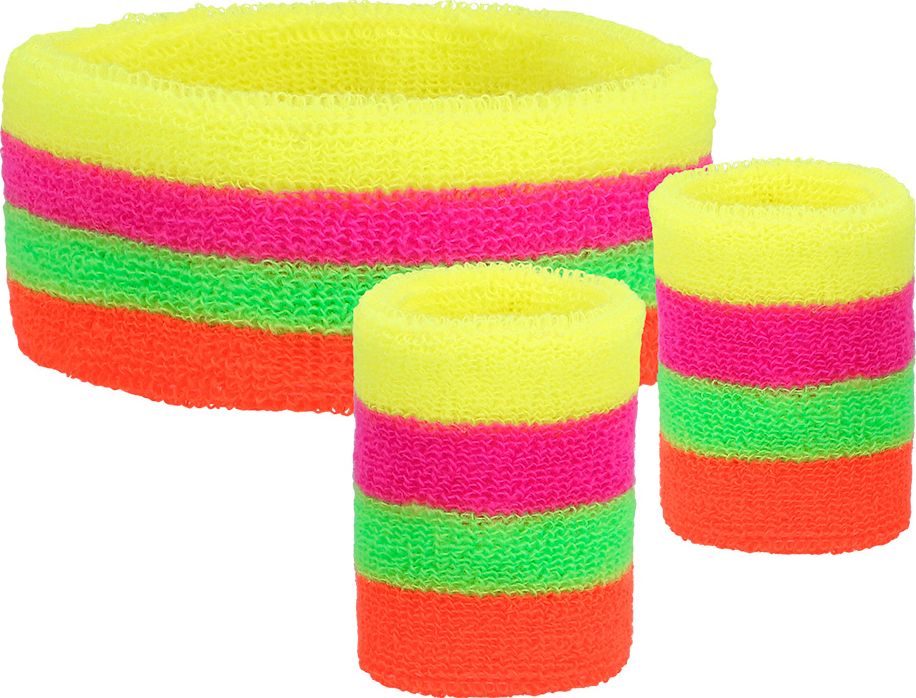 Gekleurde Neon Zweetbandjes 3 Stuks