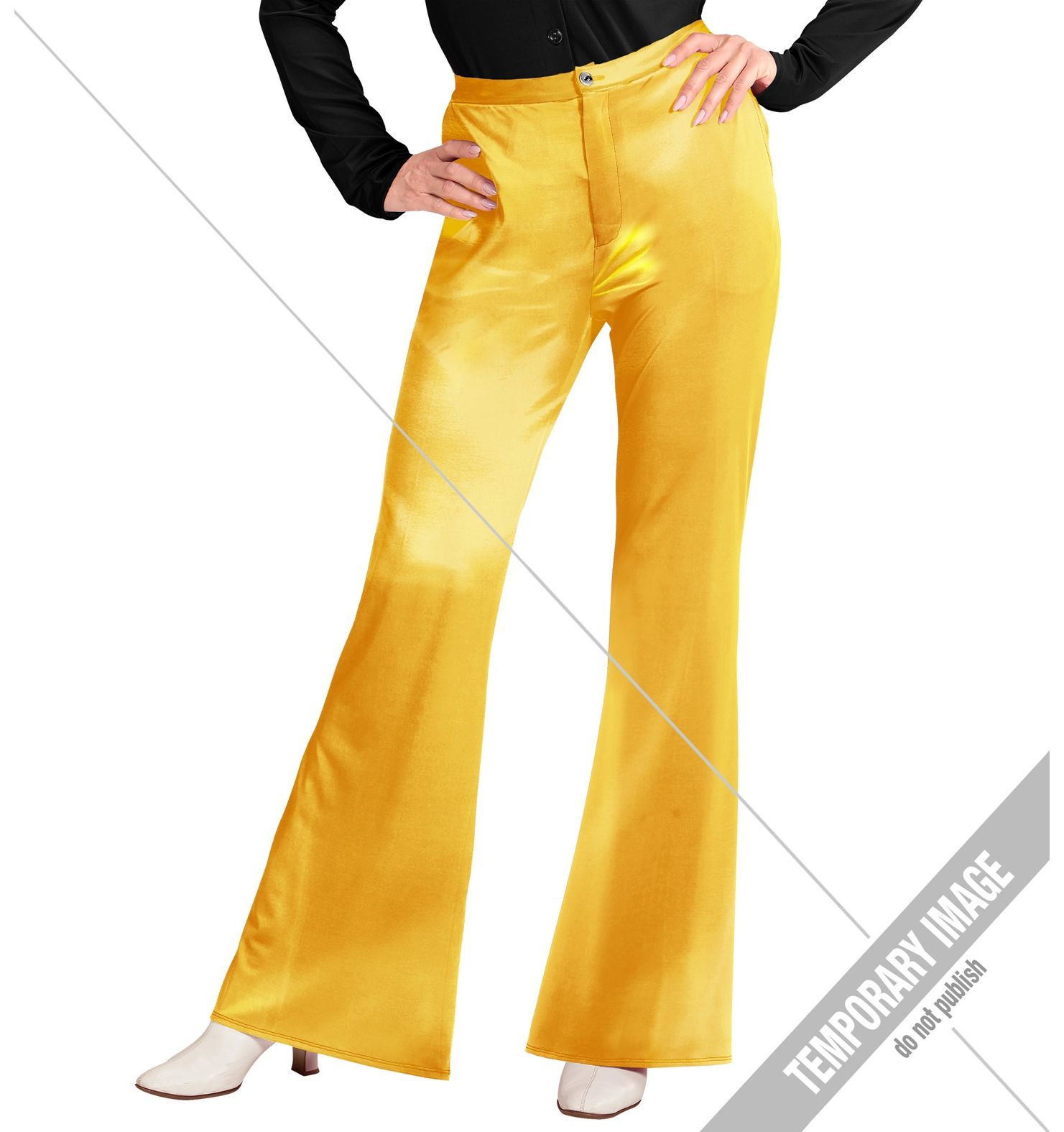 Gele groovy style disco broek dames