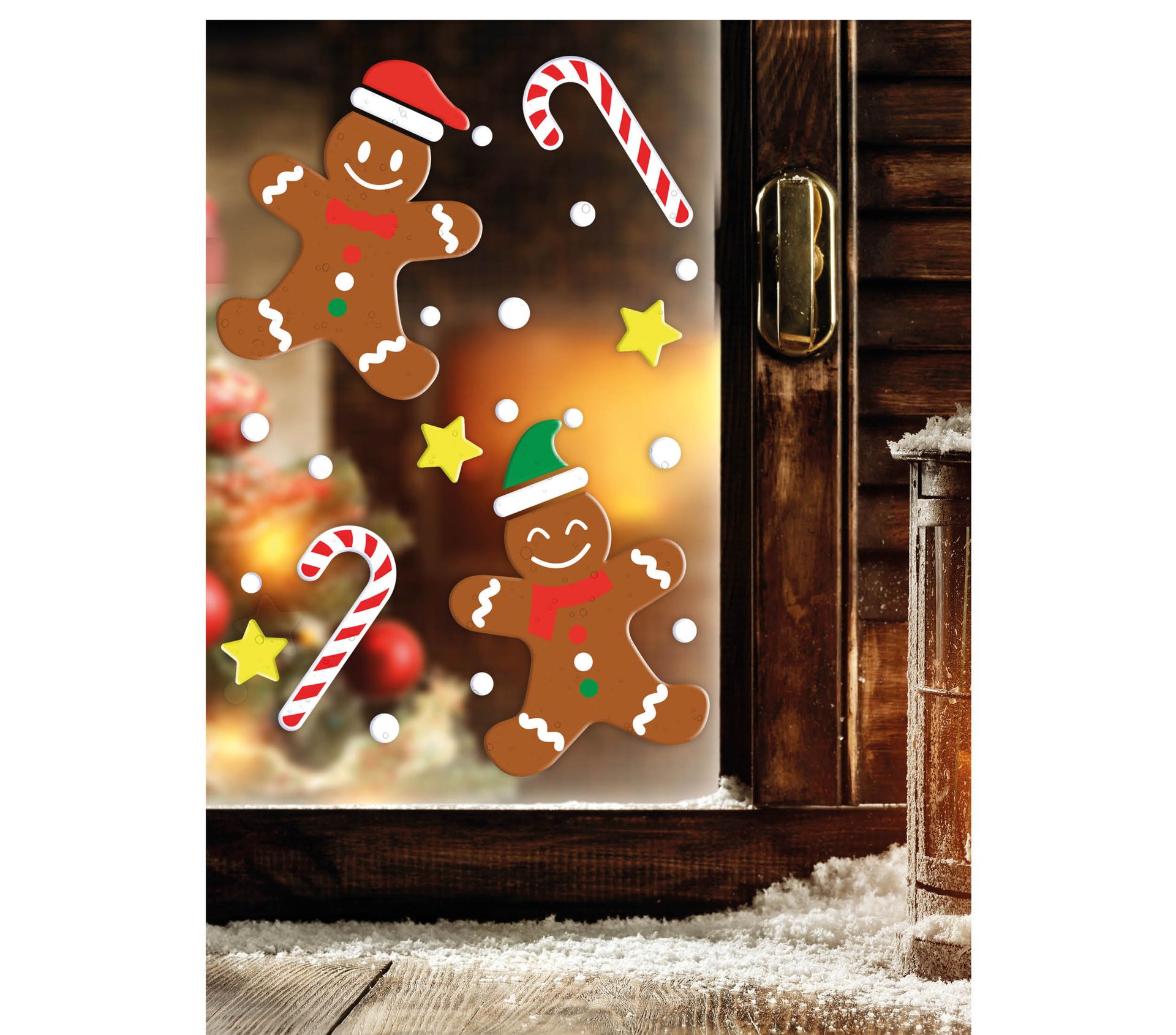 Gingerbread gel raamstickers kerst