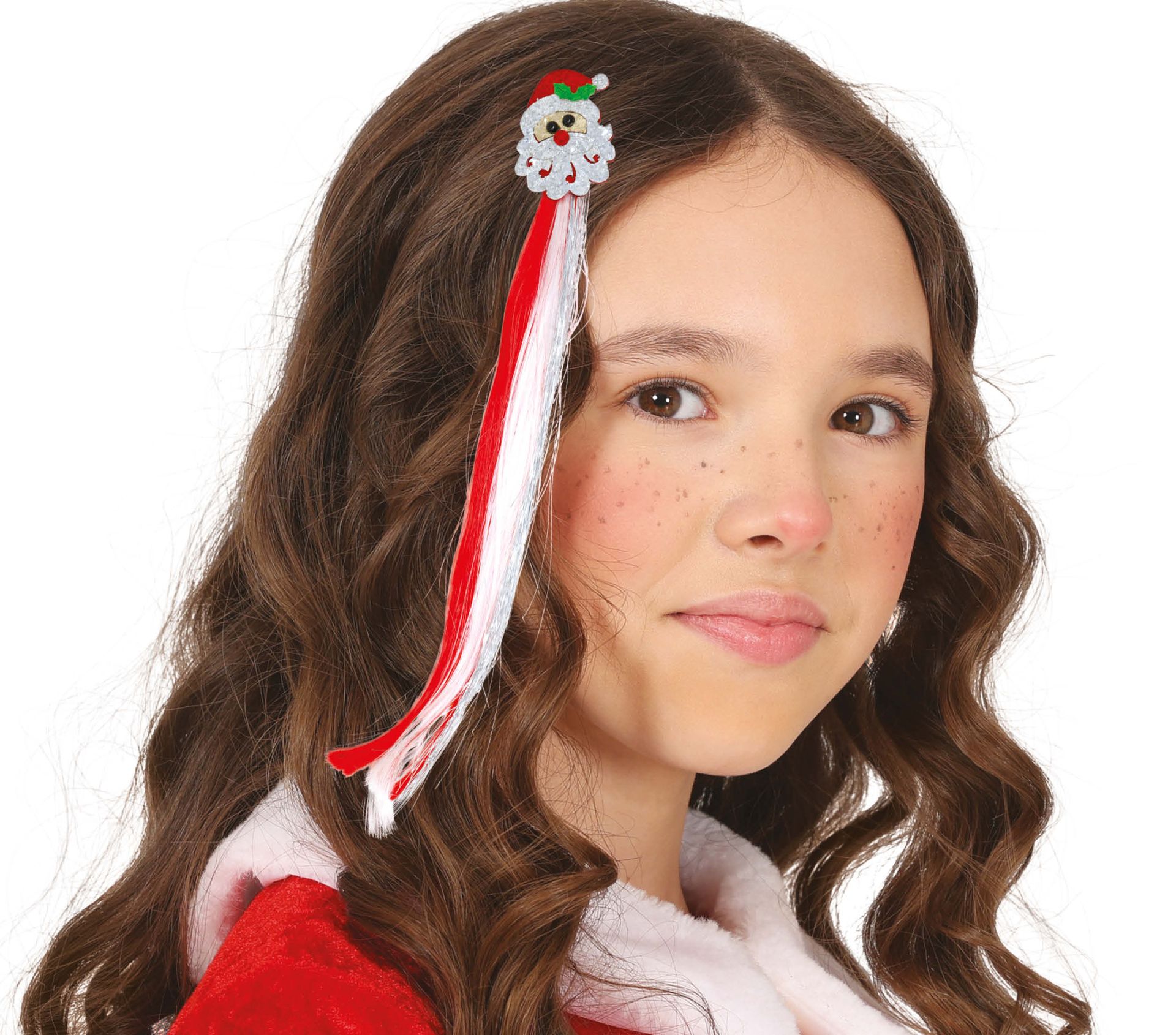 Glitter kerstman haarclip met nephaar