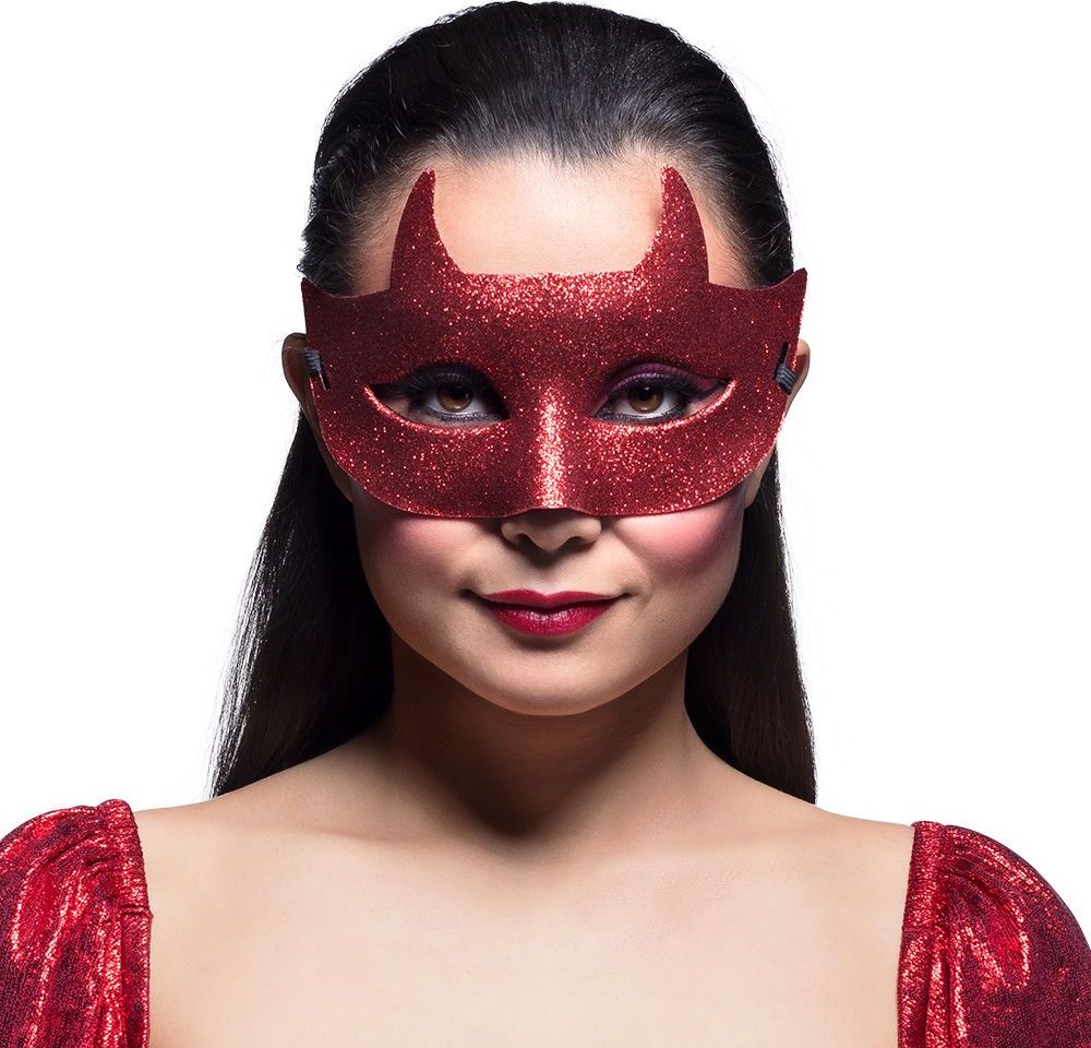 Glitterend Duivels Rood Oogmasker