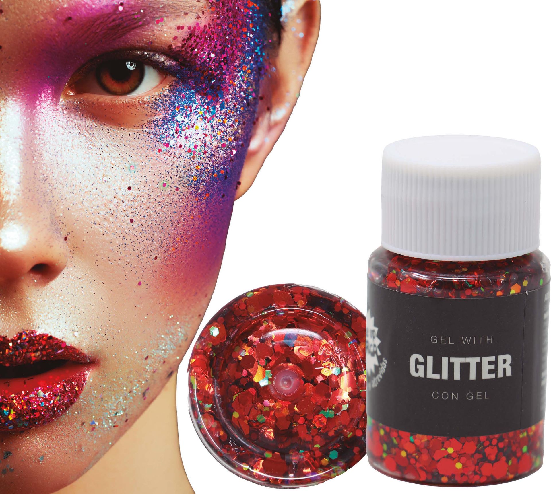 Glittergel rood