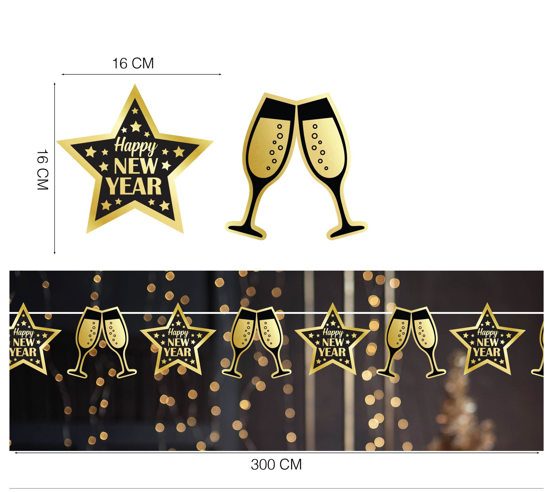 Gouden happy new year hanger slinger