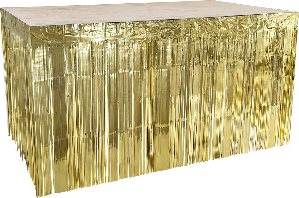 Gouden Tafelrok met Fransjes 300x74 cm