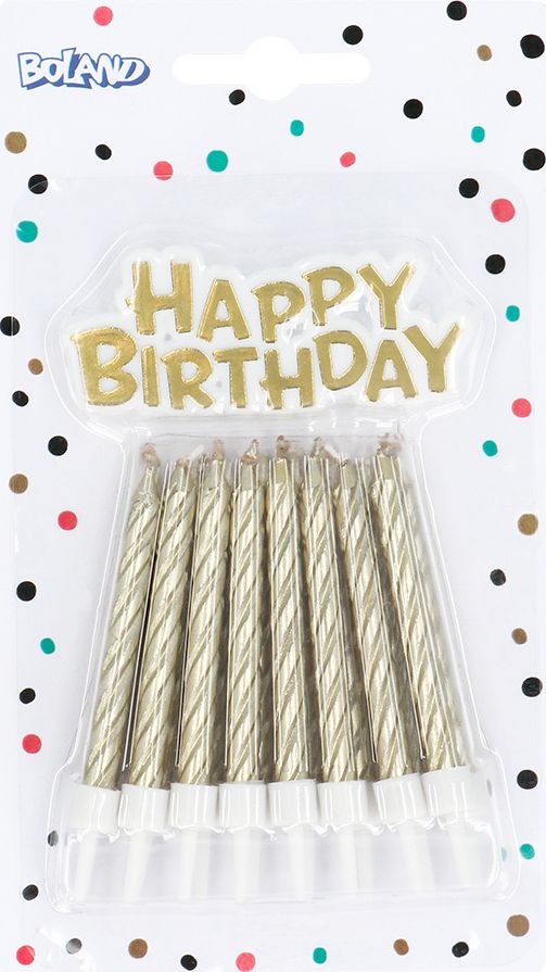 Gouden Verjaardagsset 16 Kaarsjes & 'Happy Birthday' Topper