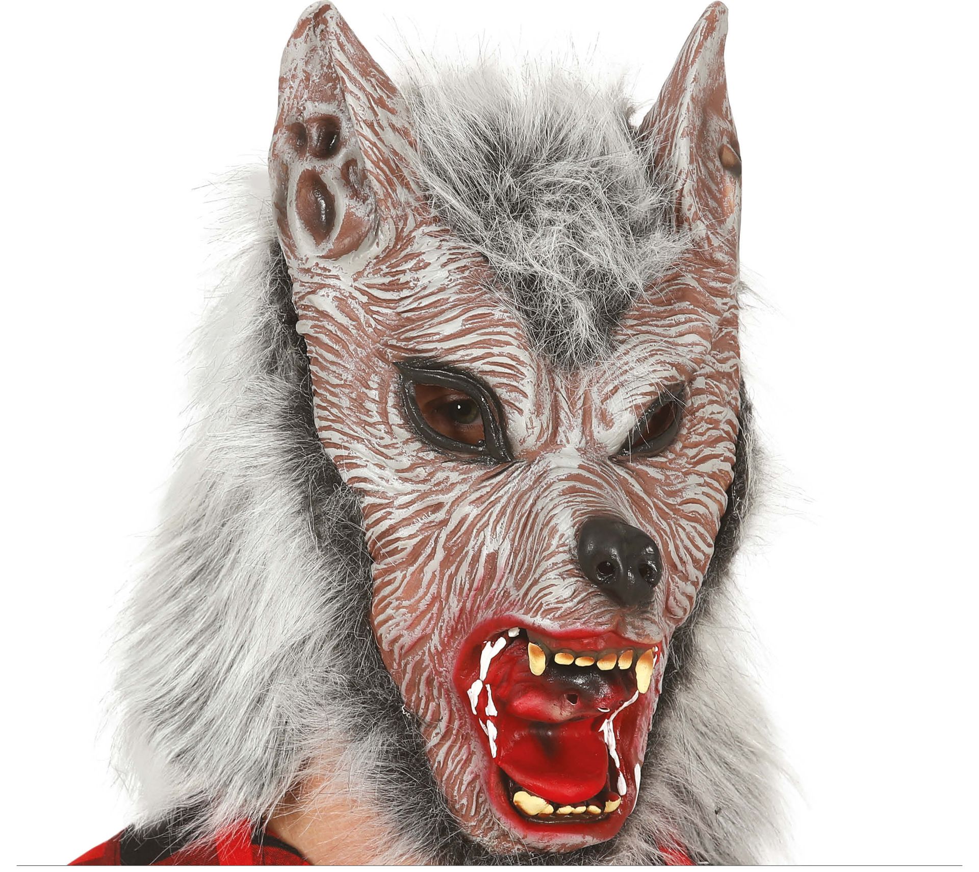 Grijs weerwolf masker met haar