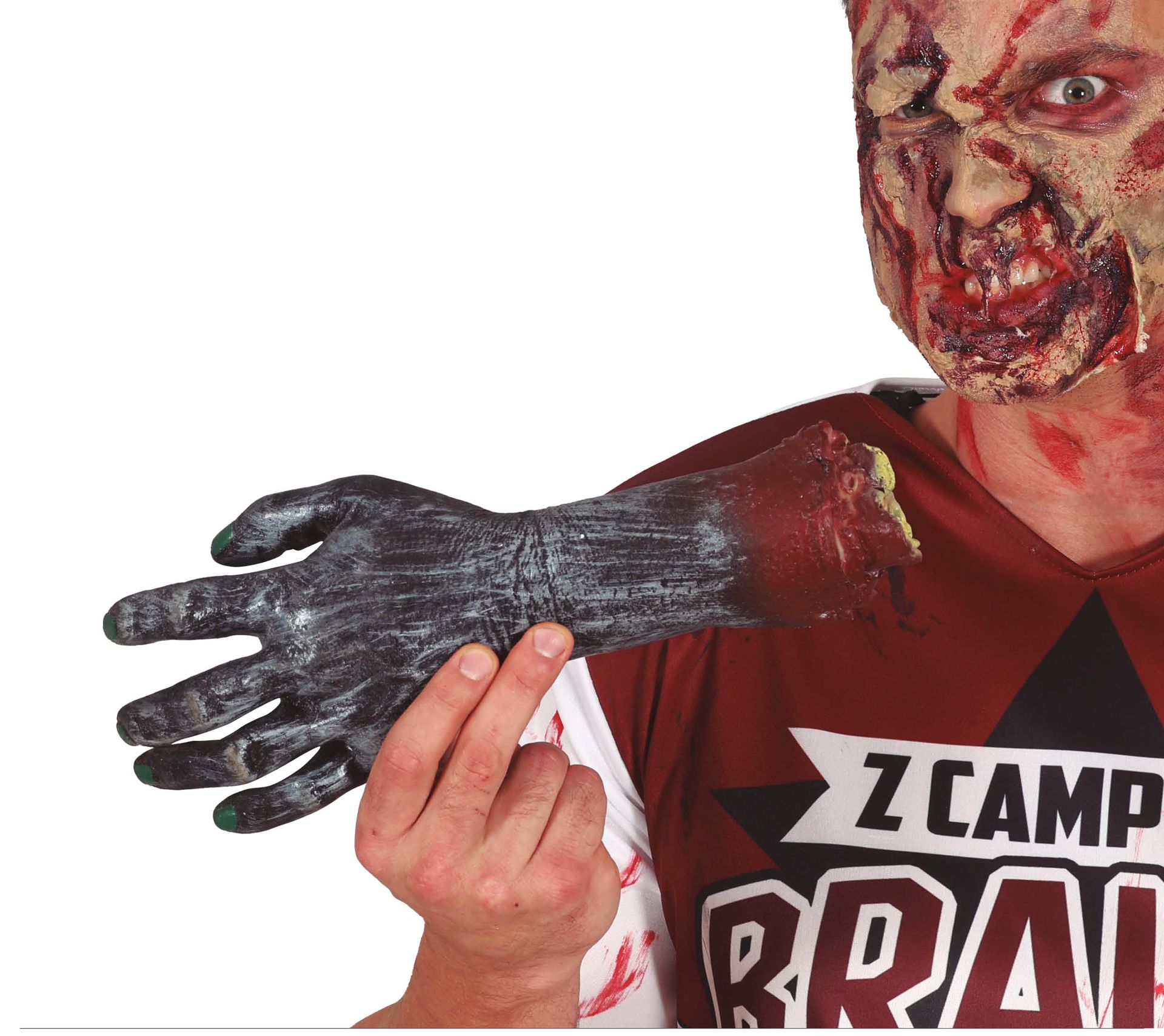 Halloween afgehakte zombie hand latex