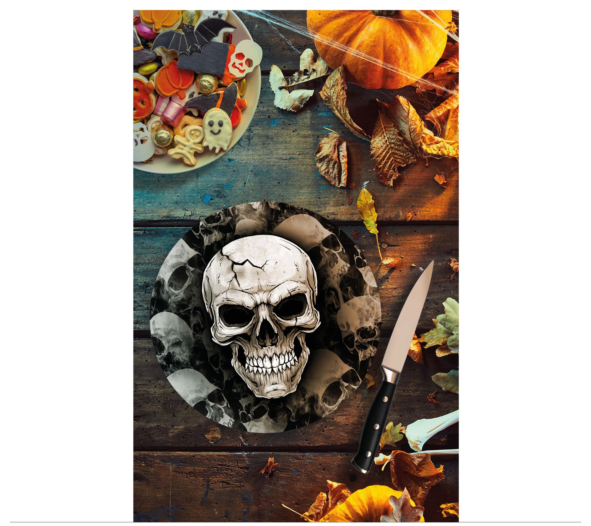 Halloween angry skull bordjes