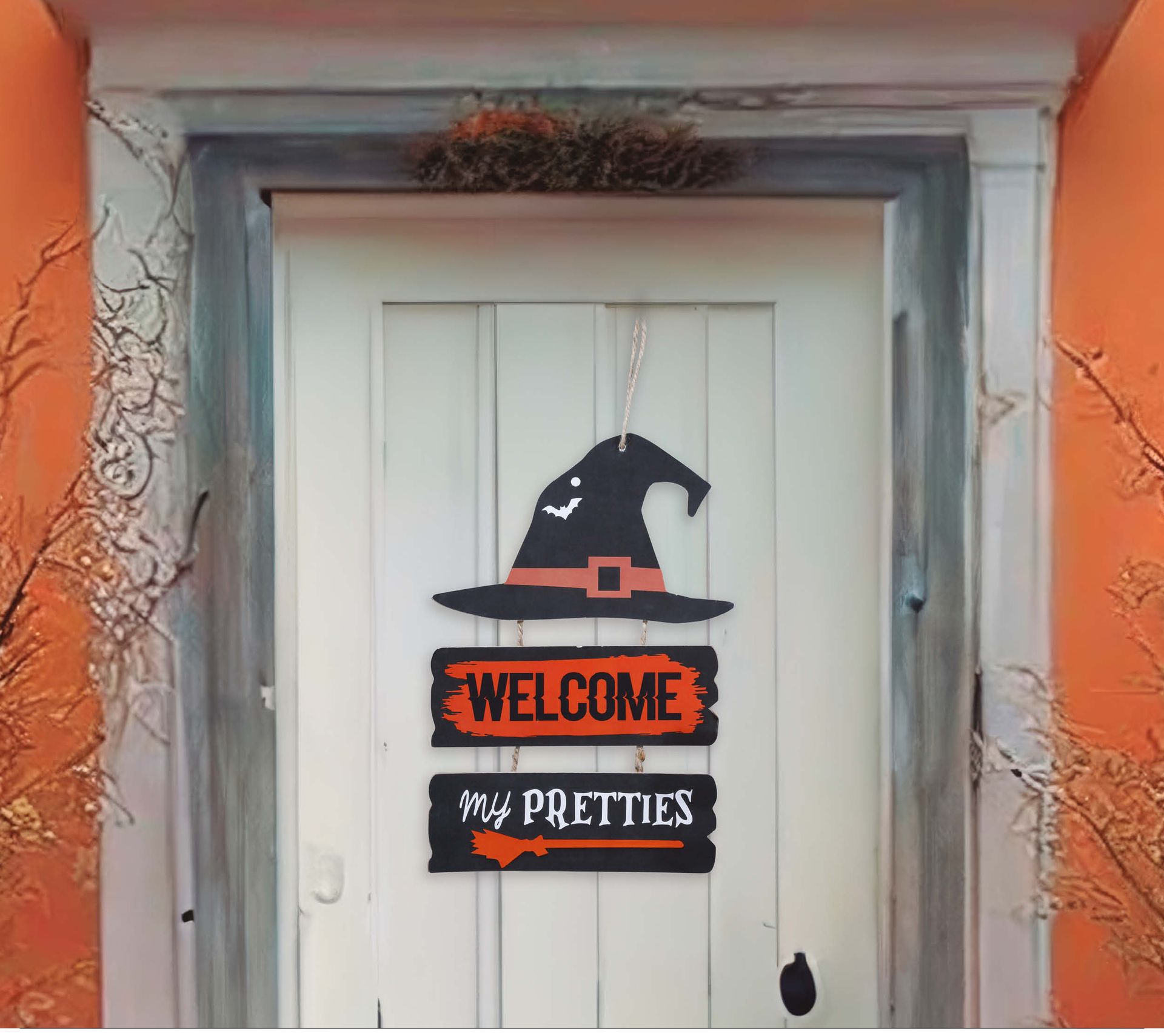 Halloween deurdecoratie welcome my pretties