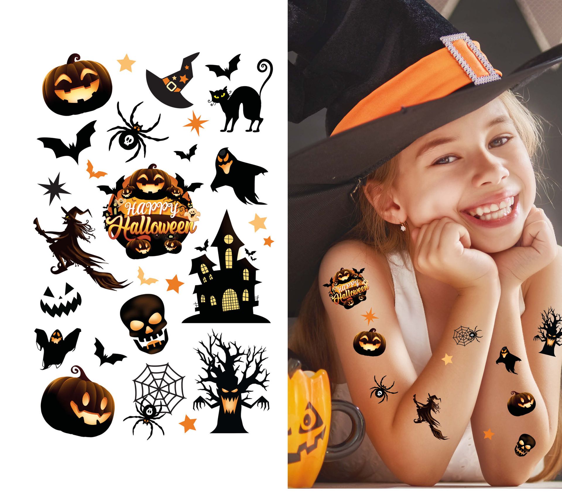 Halloween donkere figuren nep tattoos kind