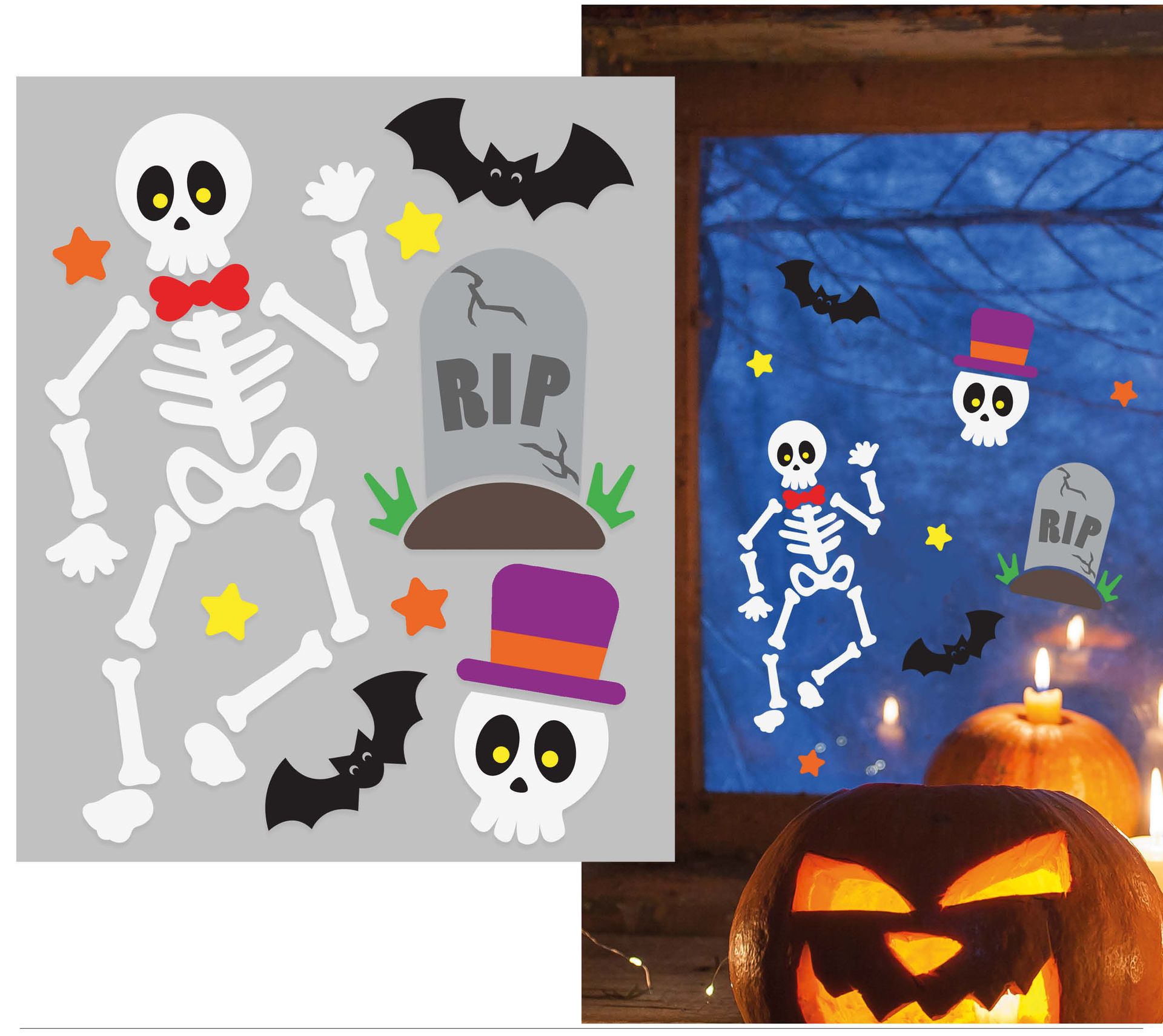 Halloween skelet gel raamstickers