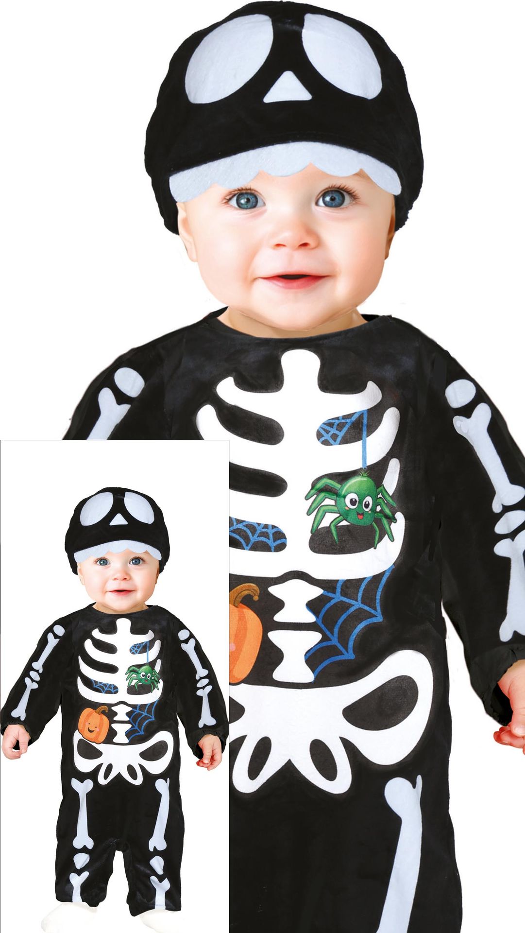 Halloween skelet onesie baby