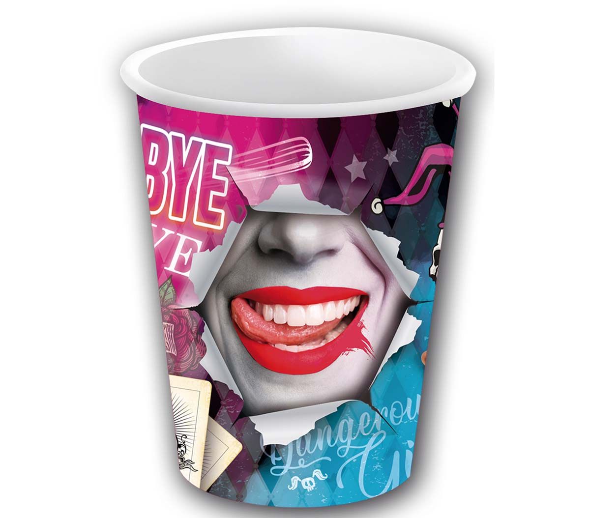 Harley Quinn danger partybekers 355ml