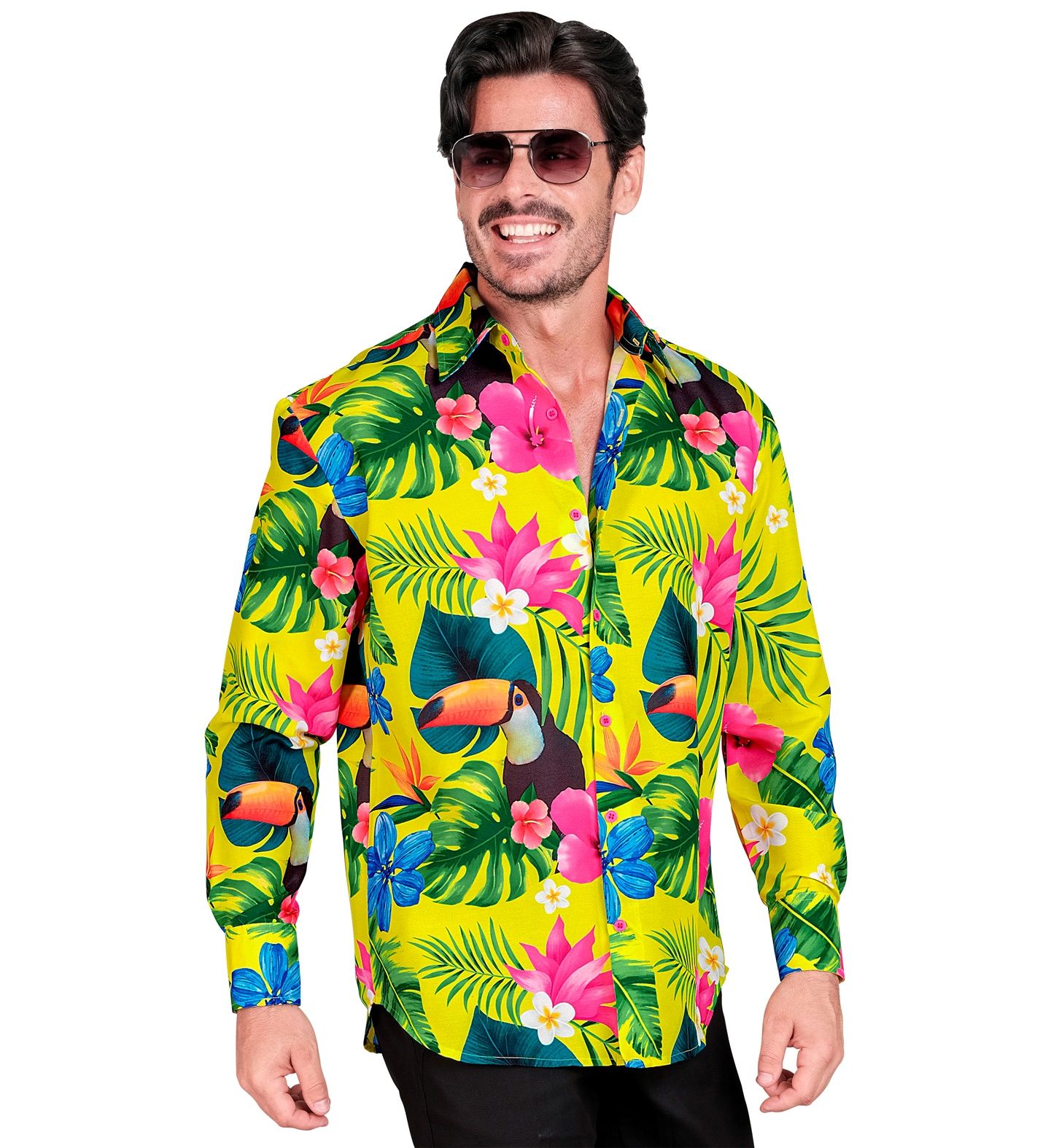 Hawaii tropicana neon blouse heren