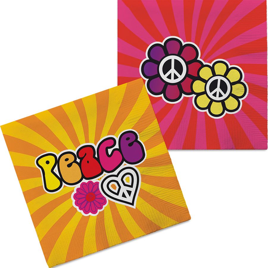 Hippie servetten peace 20 stuks