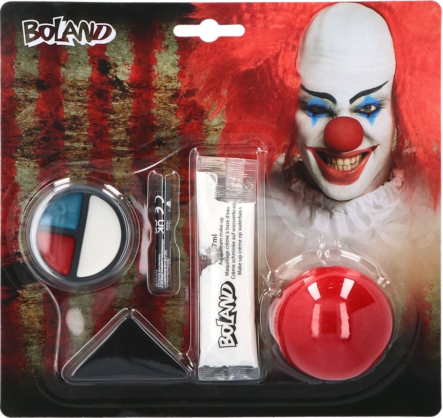 Ga wandelen Instrument Collega Horror clown make-up setje met accessoires
