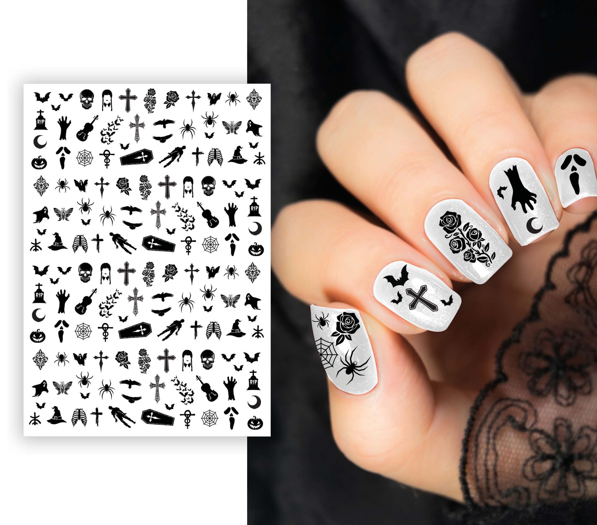 Horror zwarte nagelstickers