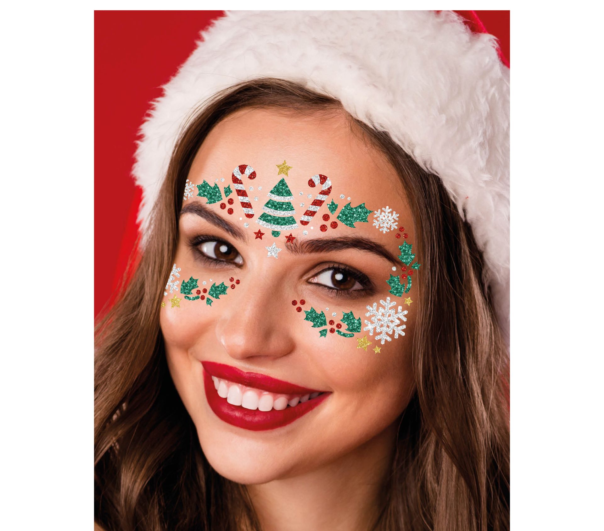 Kerst face jewels christmas glitter