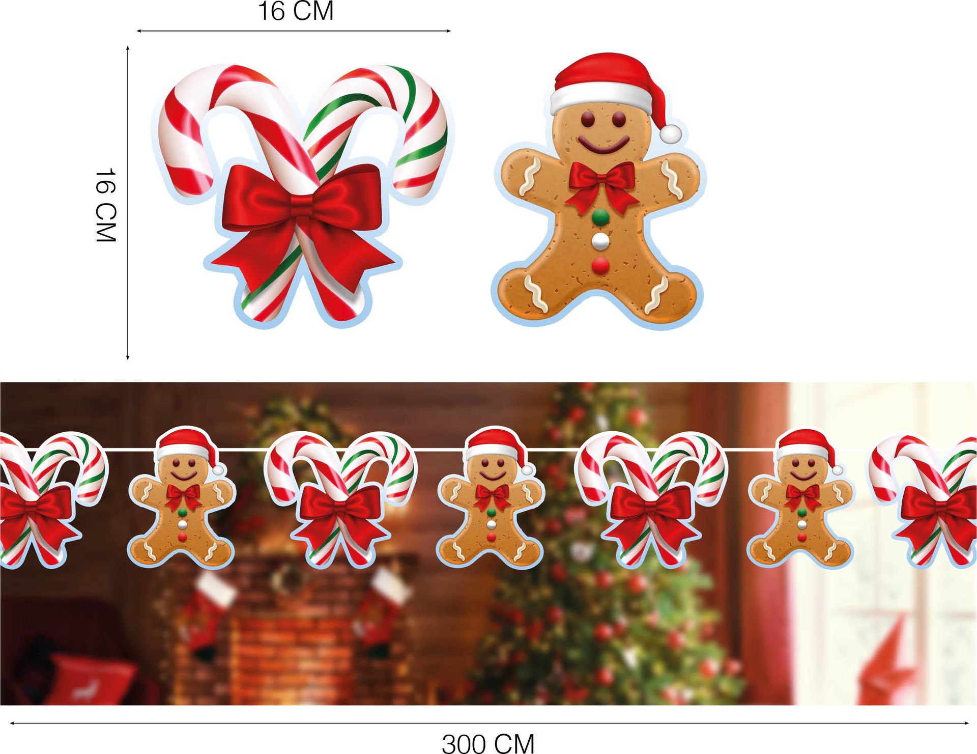 Kerst gingerbread figuurslinger 3m