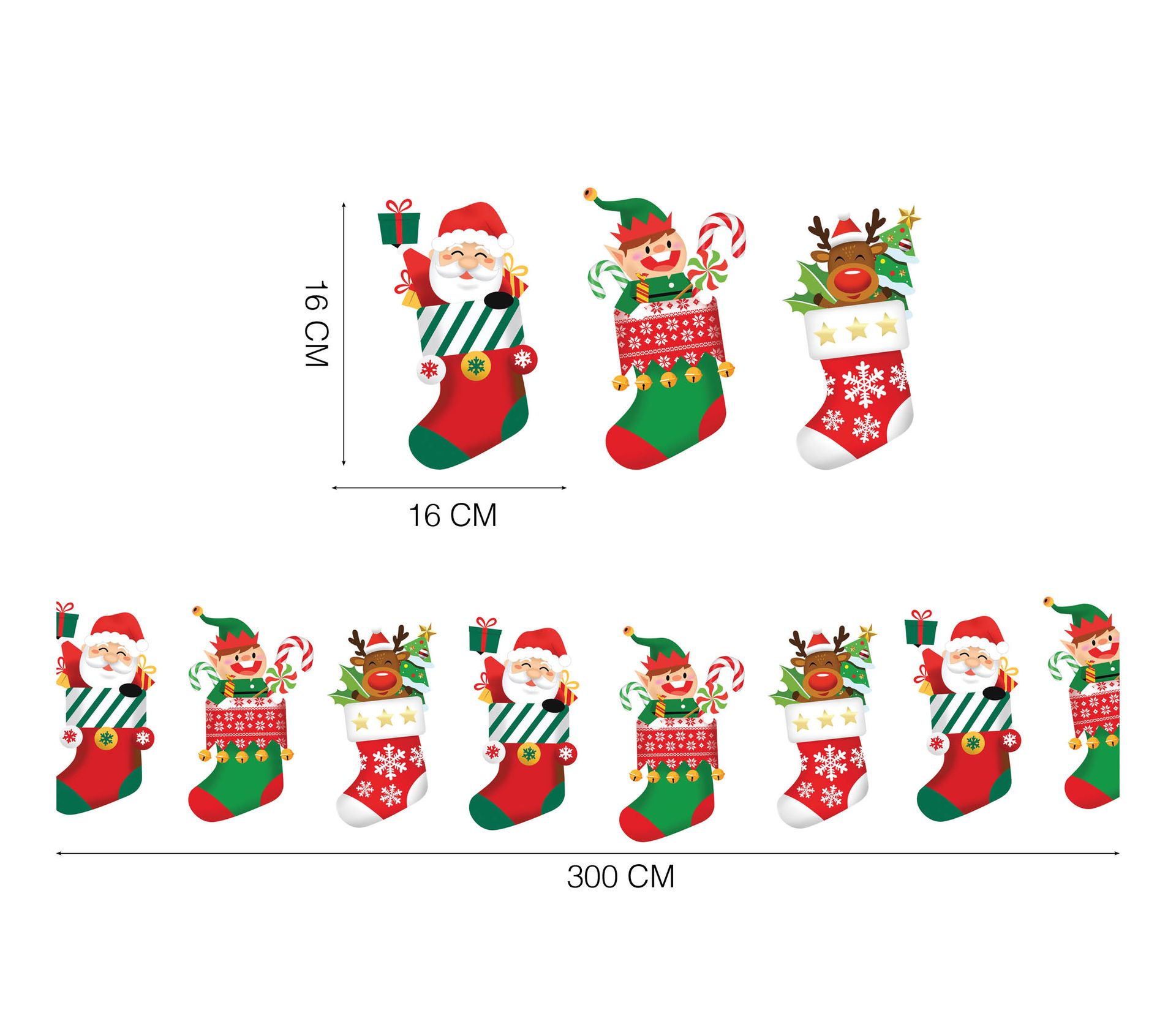 Kerst sokken figuurslinger 3m