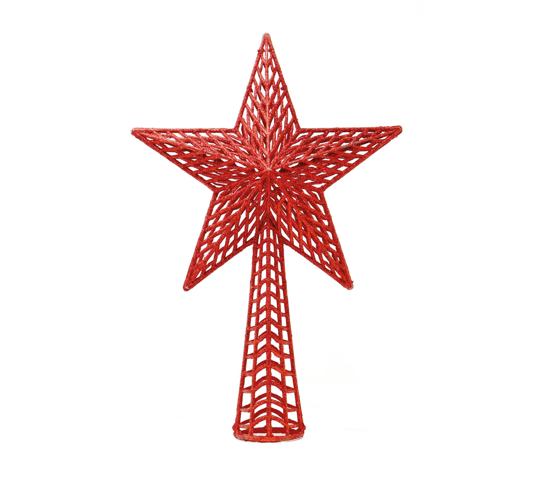 Kerstboom piek ster glitter rood 27cm