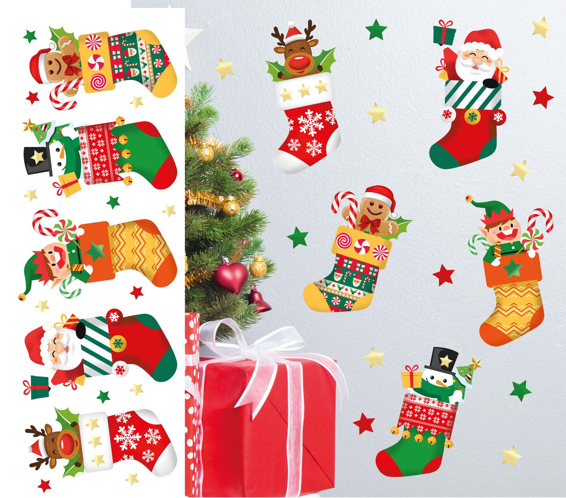 Kerstsokken muur stickers