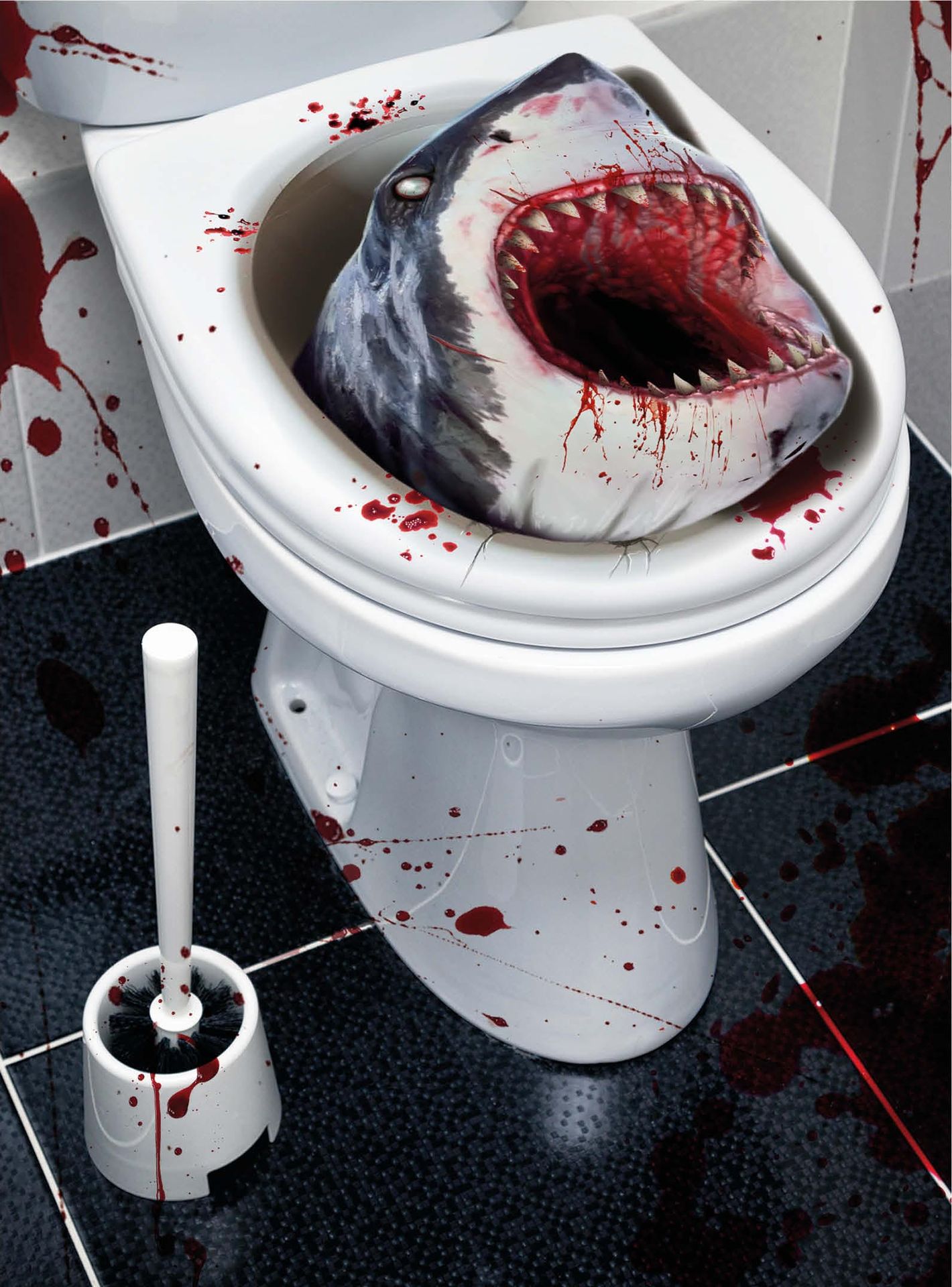 Killer haai toilet decoratie