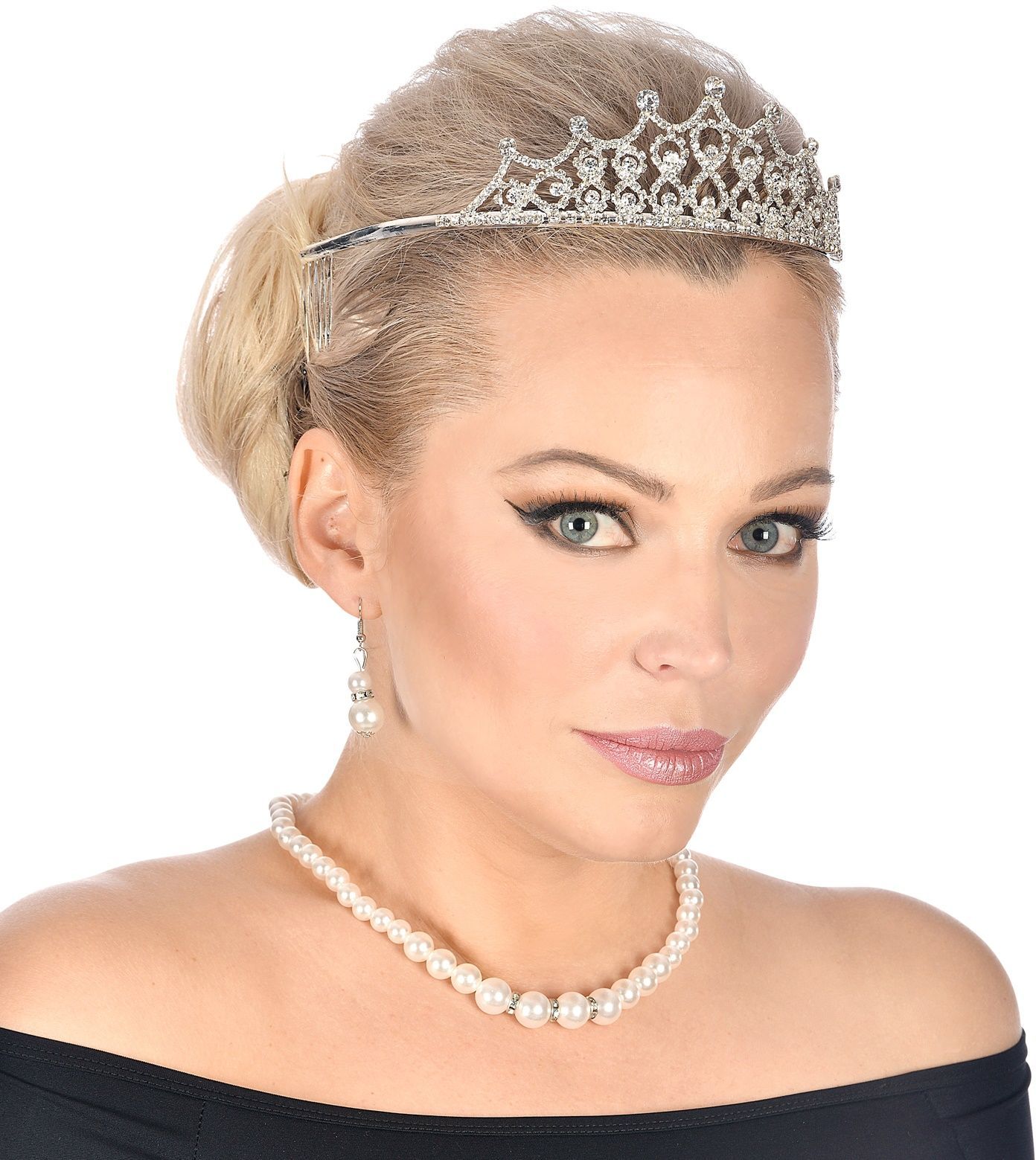 Koninklijke zilveren strass tiara