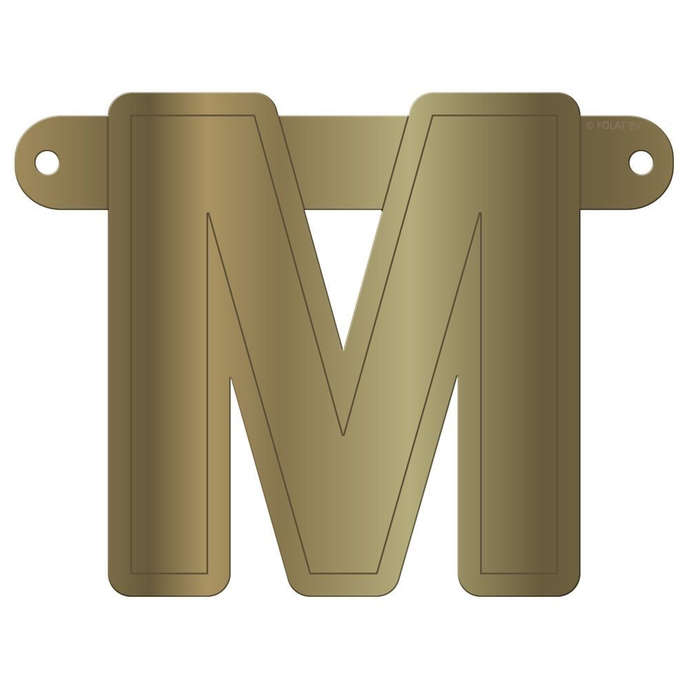 Letter M banner metallic goud