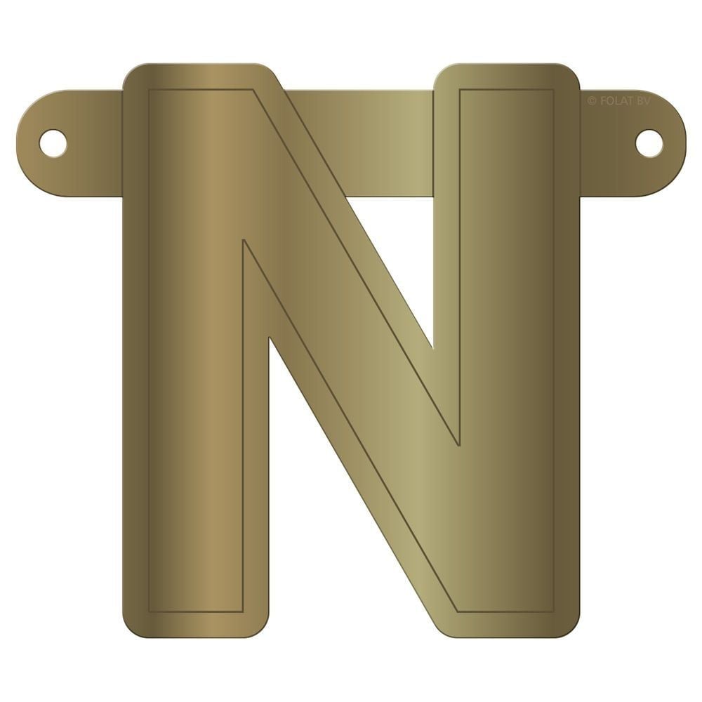 Letter N banner metallic goud