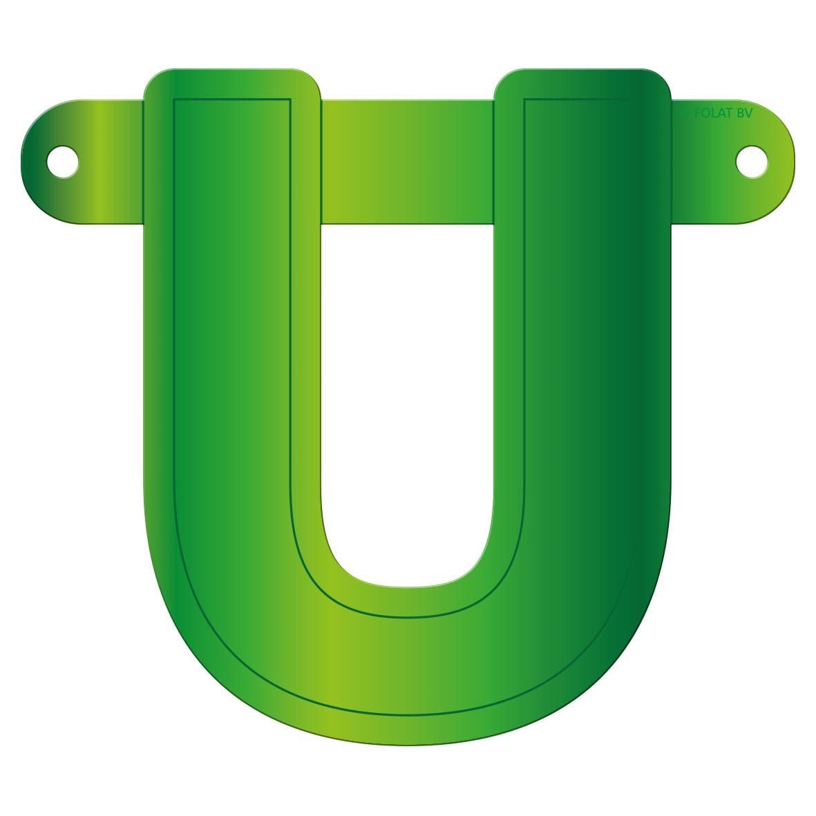 Letter U banner lime groen