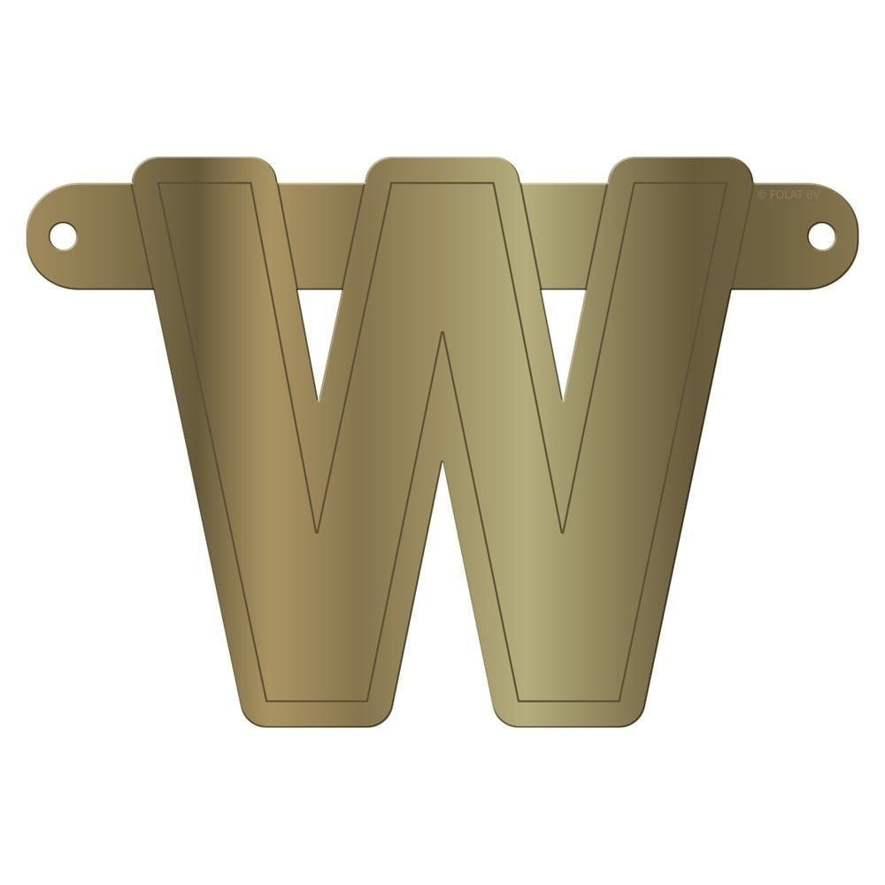 Letter W banner metallic goud