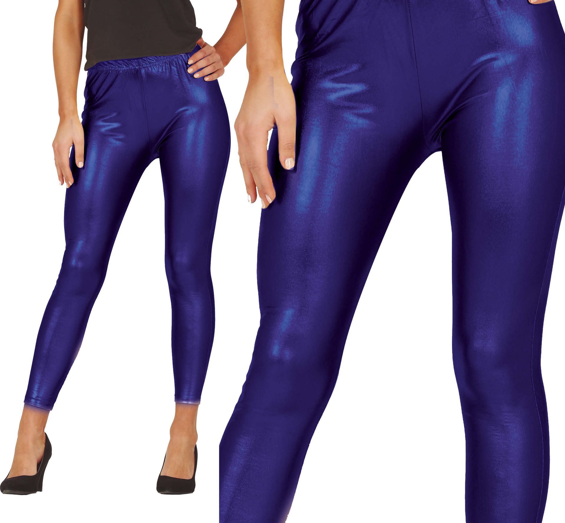 Metallic blauw legging dames