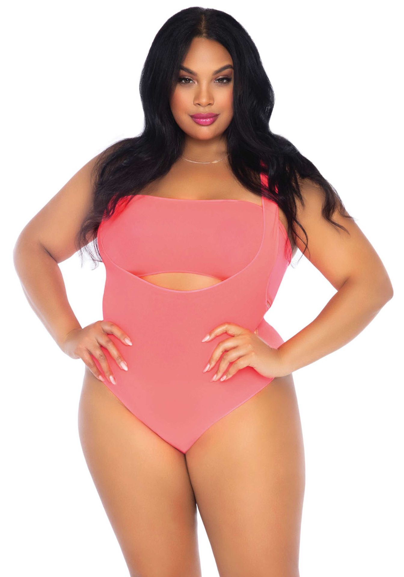 Neon roze plus size bodysuit festival